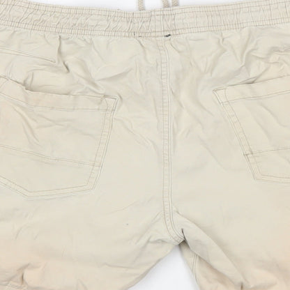 Brave Soul Mens Beige Cotton Bermuda Shorts Size L Regular Drawstring - Elasticated waist