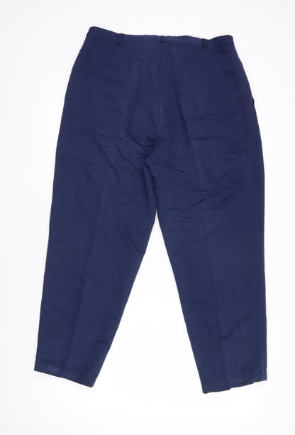 House of Fraser Womens Blue Viscose Trousers Size 14 L23.5 in Extra-Slim Zip