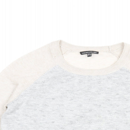 Womens UK Size 6 Warehouse Grey Basic T-Shirt
