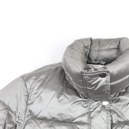 H&M Womens Silver Puffer Jacket Coat Size 6 Zip