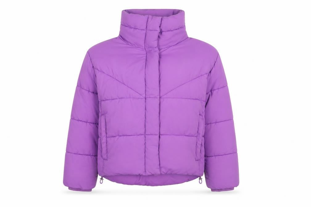Topshop Womens Purple Puffer Jacket Coat Size 12 Snap