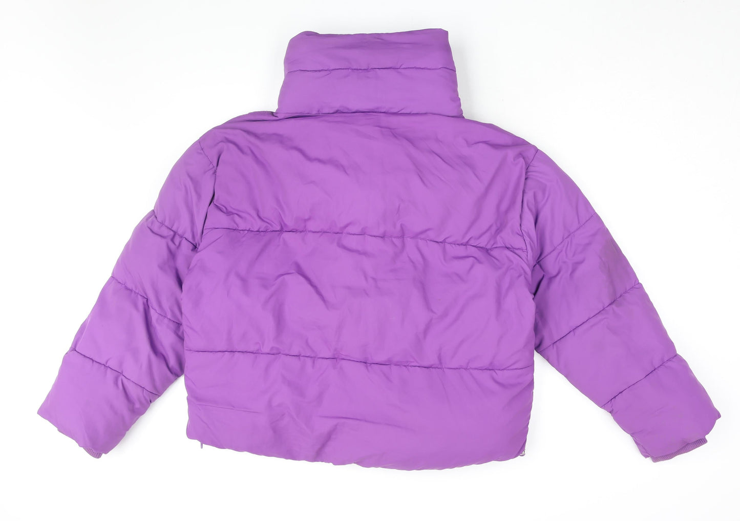 Topshop Womens Purple Puffer Jacket Coat Size 12 Snap