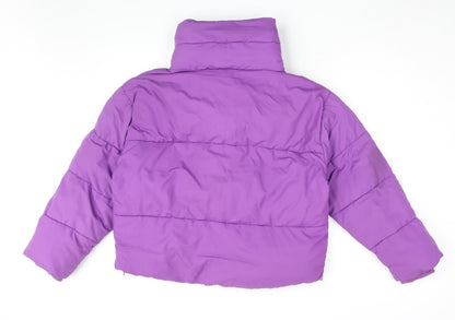Topshop Womens Purple Puffer Jacket Coat Size 12 Snap
