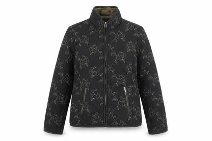 SCL sport Womens Black Floral Jacket Coat Size 10 Zip