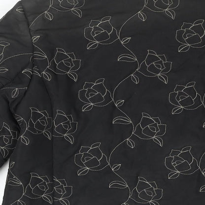 SCL sport Womens Black Floral Jacket Coat Size 10 Zip