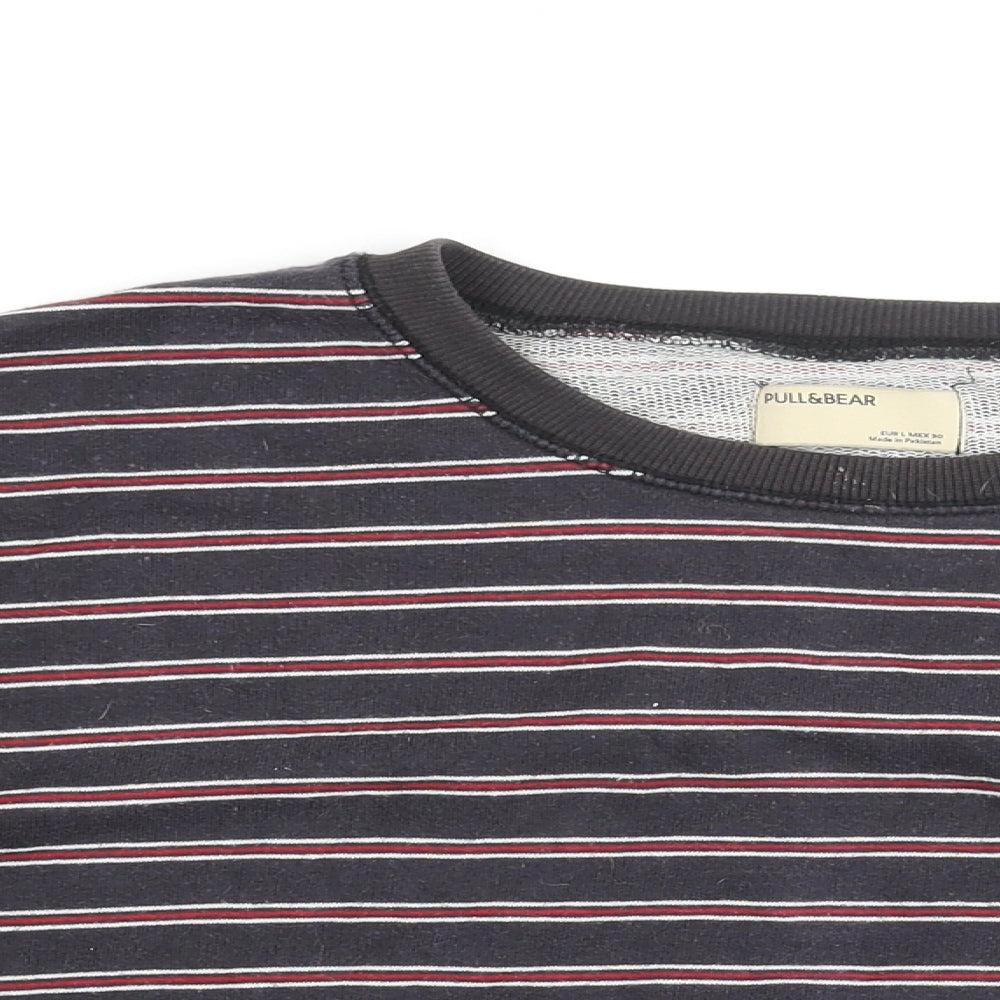 Mens UK Size L Pull&Bear Blue Pullover Sweatshirt