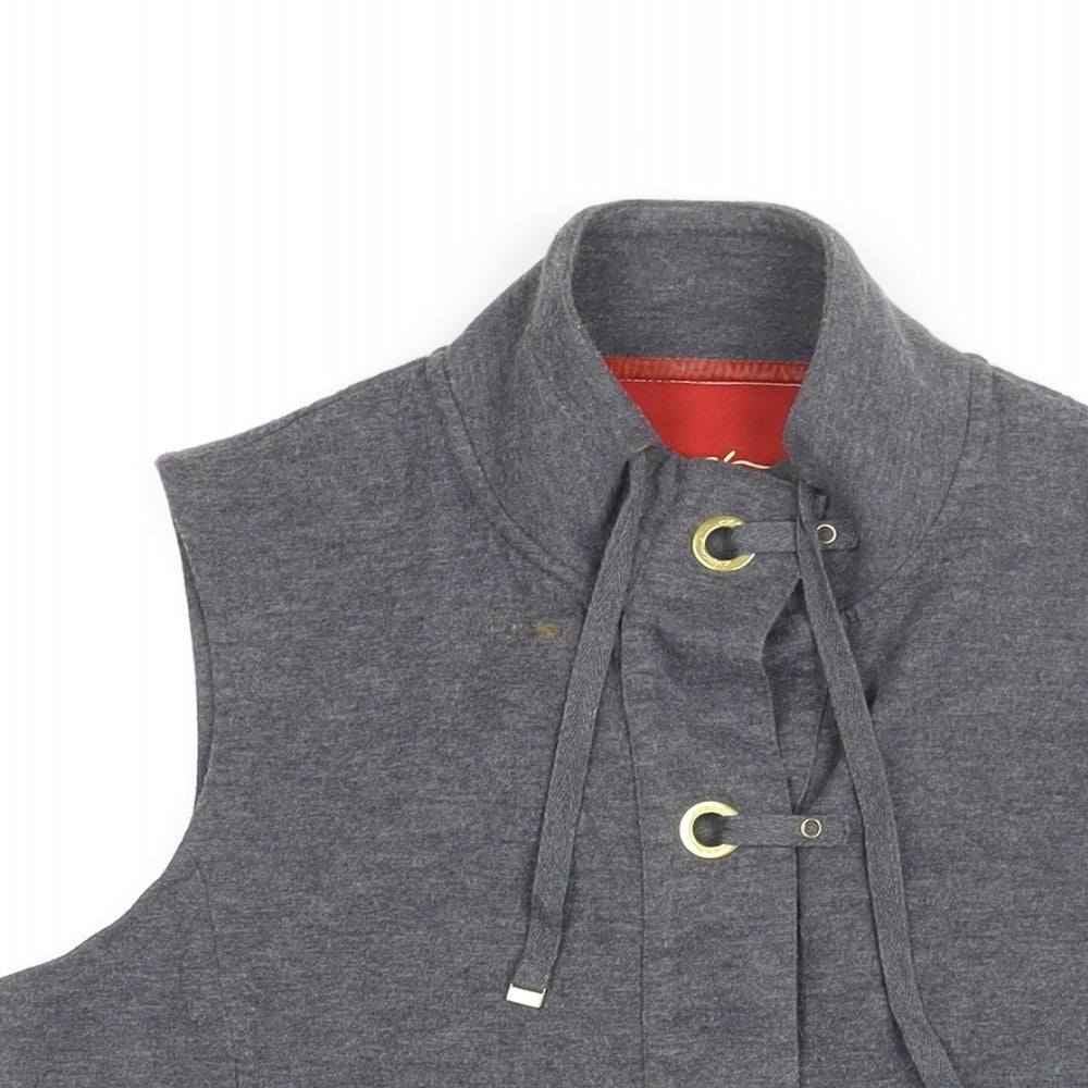 DASH Womens Grey Gilet Jacket Size 12 Snap