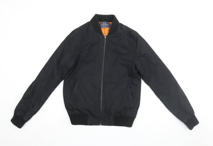 Mens UK Size XS Topman Black Bomber Jacket
