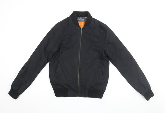 Mens UK Size XS Topman Black Bomber Jacket