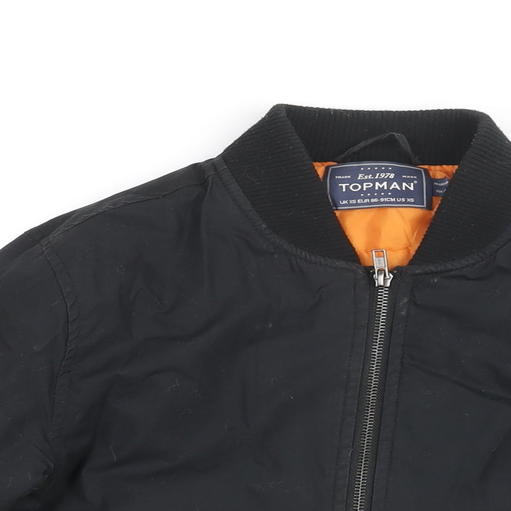 Mens UK Size XS Topman Black Bomber Jacket