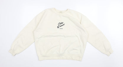 H&M Womens Ivory Cotton Pullover Sweatshirt Size S Pullover - Cote D'azuz
