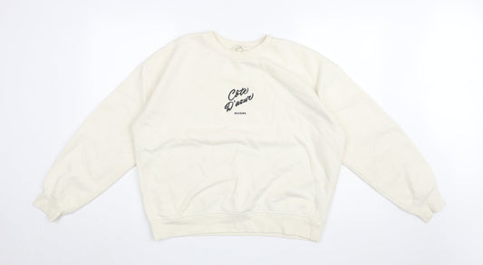 H&M Womens Ivory Cotton Pullover Sweatshirt Size S Pullover - Cote D'azuz