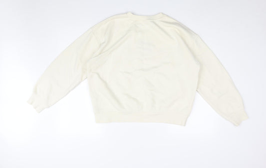 H&M Womens Ivory Cotton Pullover Sweatshirt Size S Pullover - Cote D'azuz