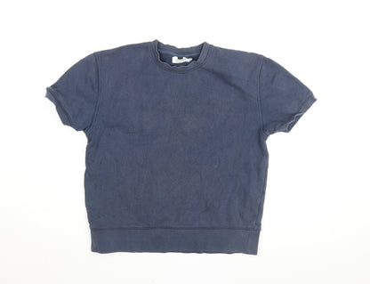 Topman Mens Blue Cotton T-Shirt Size XS Round Neck