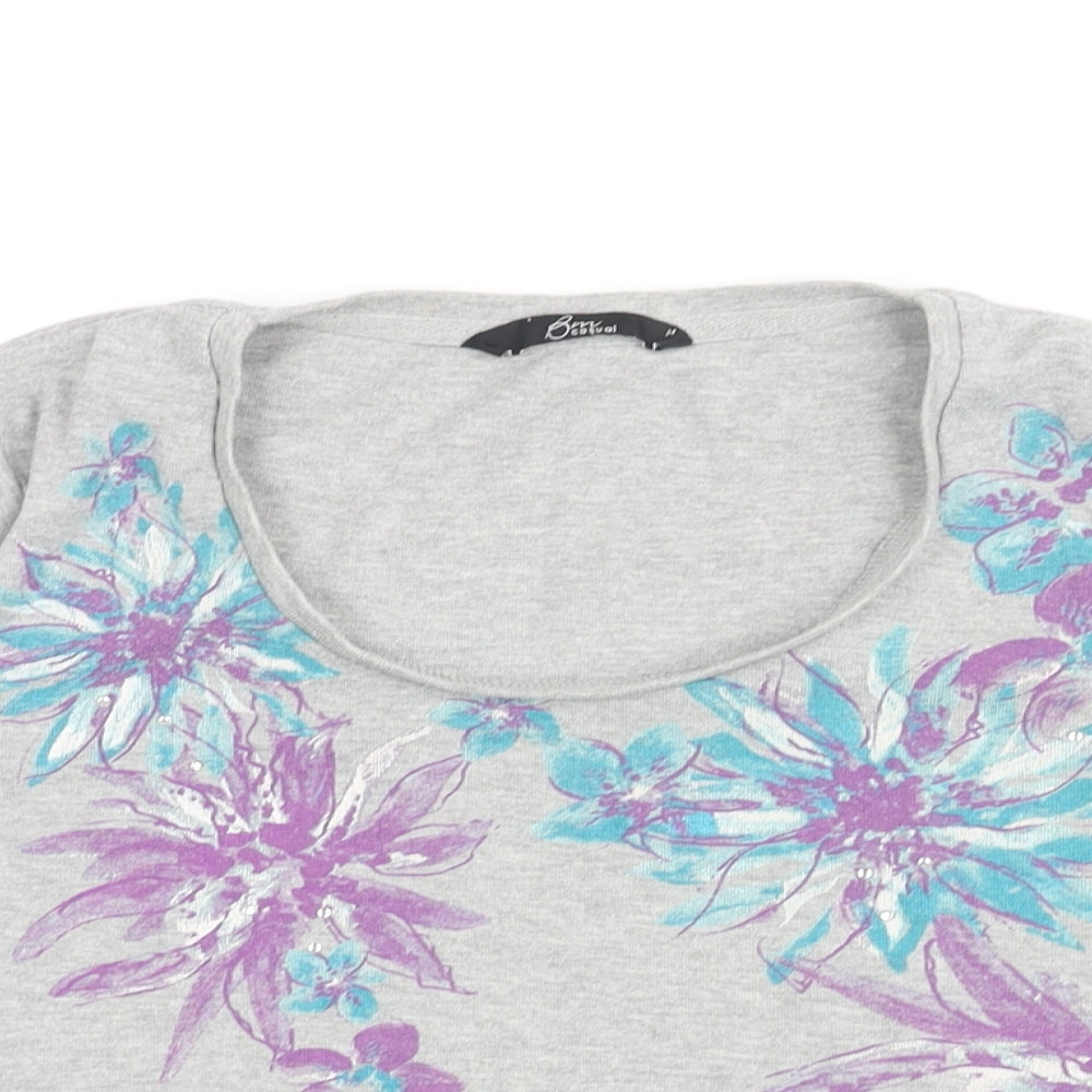Womens UK Size M Bm Casual Grey Basic T-Shirt