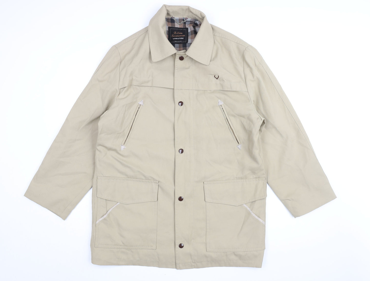 Antler Of Pall Mall Mens Beige Overcoat Coat Size 44 Zip