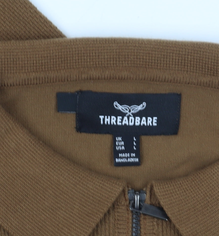 Threadbare Men's Brown Full Zip Collared Jumper L