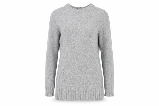 Front view of French Connection Grey Crew Neck Wool Blend Jumper