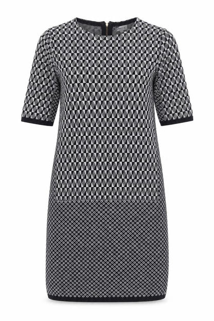 Jigsaw Women's Geometric Shift Dress, M, Black/Grey