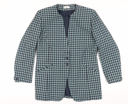 et al. Women's Blue Check Suit Jacket, Size 14