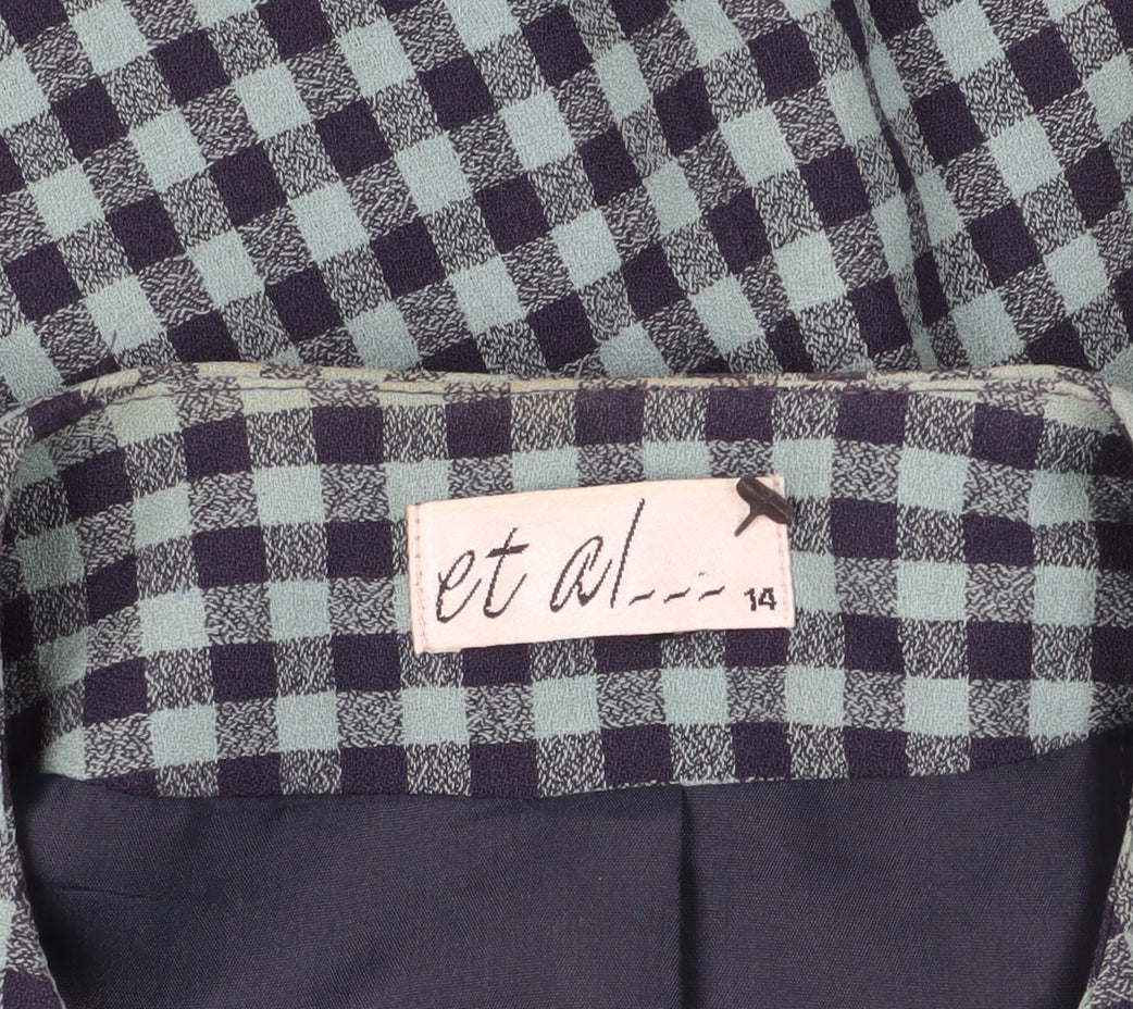 et al. Women's Blue Check Suit Jacket, Size 14