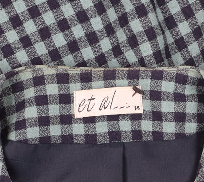 et al. Women's Blue Check Suit Jacket, Size 14
