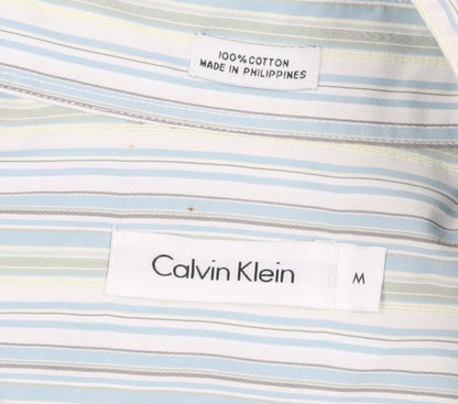 Calvin Klein Men's Blue Striped Button-Up Shirt M