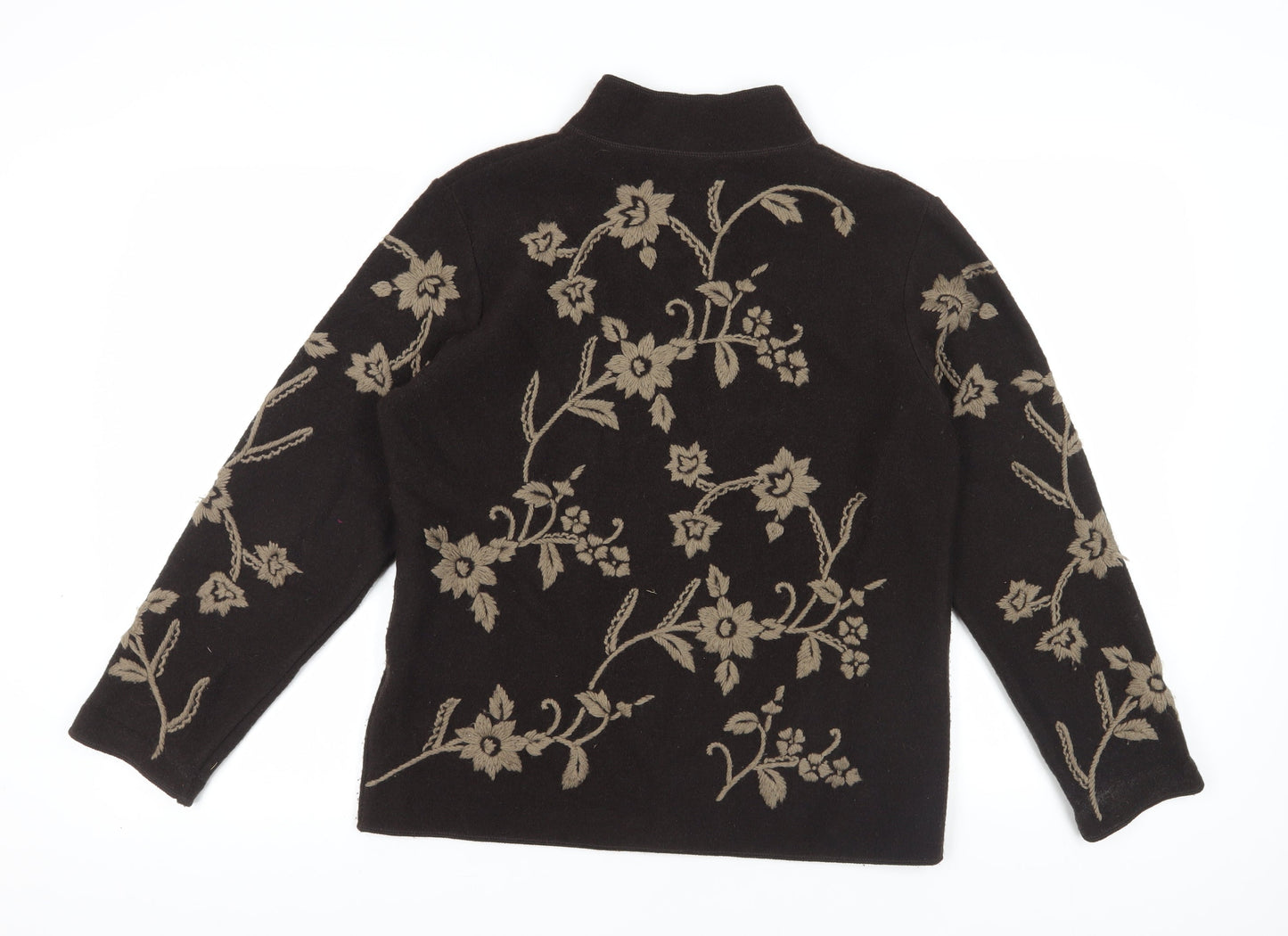 Alex & Co. Women’s Brown Floral Full Zip Wool Jumper