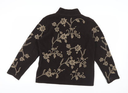Alex & Co. Women’s Brown Floral Full Zip Wool Jumper