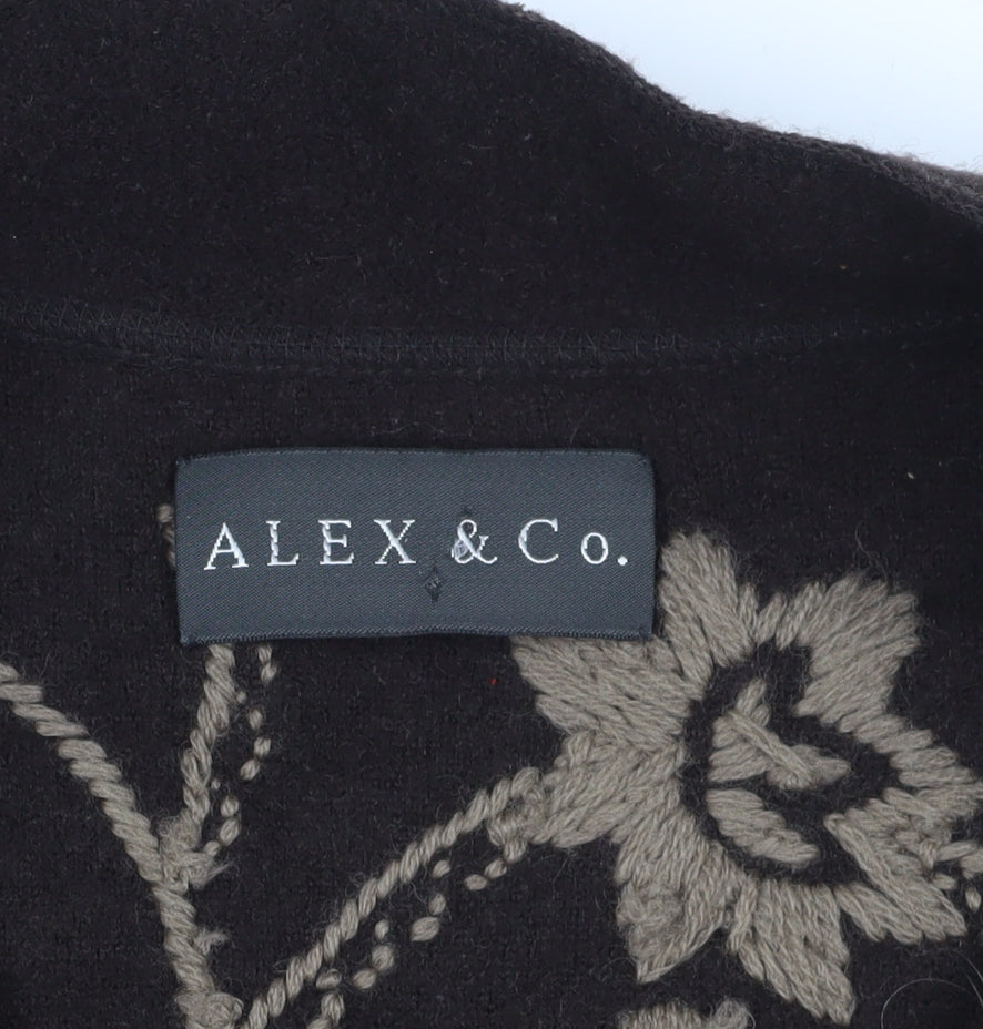 Alex & Co. Women’s Brown Floral Full Zip Wool Jumper