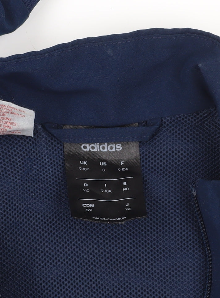 Adidas Boys Blue Full Zip Sports Sweatshirt, 9-10 Years