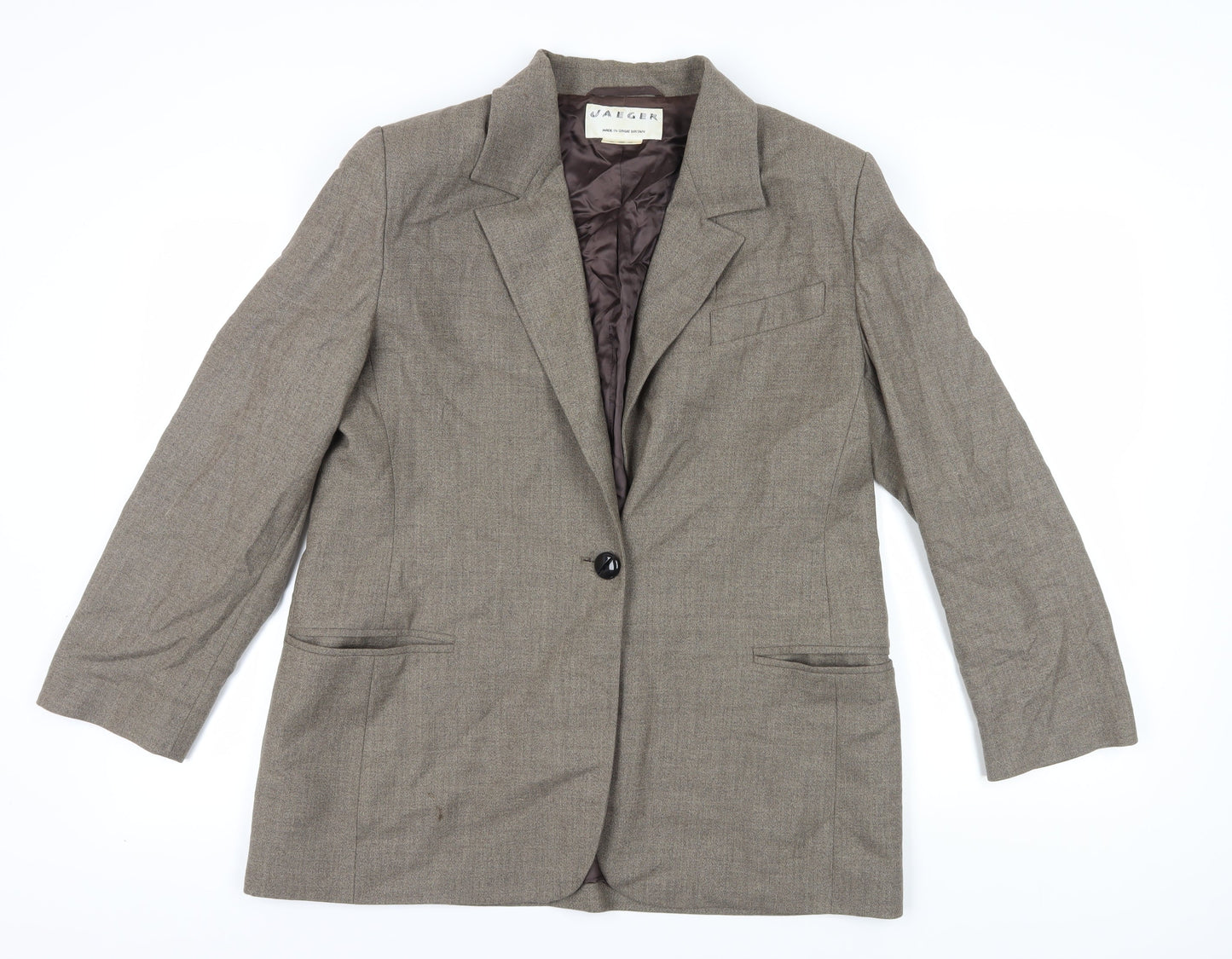 Jaeger Women's Brown Wool Single-Breasted Blazer