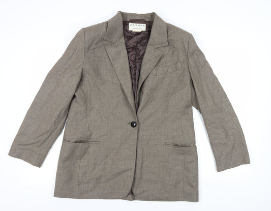 Jaeger Women's Brown Wool Single-Breasted Blazer