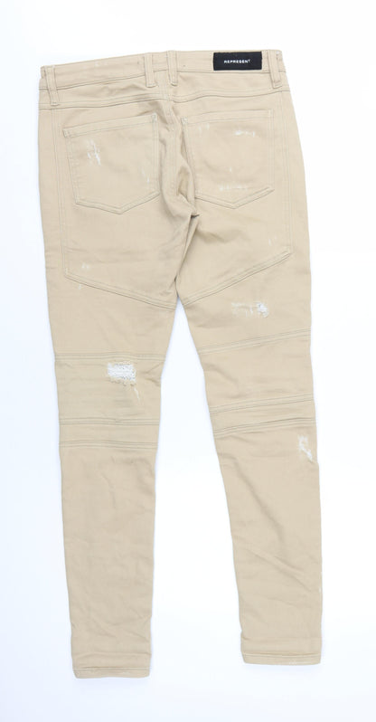 Mens UK Size 32 in Represent Regular Fit Skinny Beige Jeans