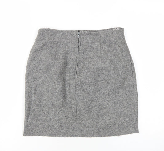 Jake Womens Grey Wool A-Line Skirt Size 10 Zip