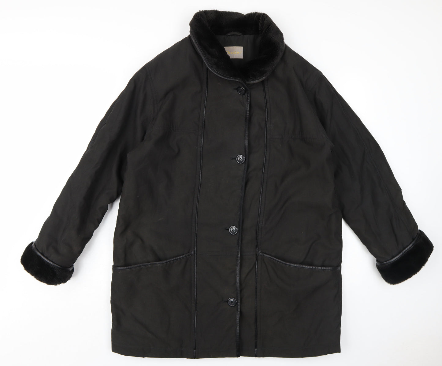 Womens UK Size 16 Daxon Black Overcoat