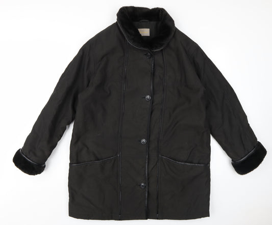 Daxon Womens Black Overcoat Coat Size 16 Button