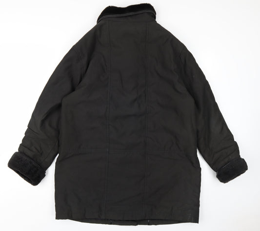 Daxon Womens Black Overcoat Coat Size 16 Button