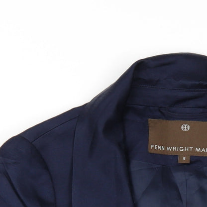 Fenn Wright Manson Womens Blue Jacket Blazer Size 8 Hook & Eye