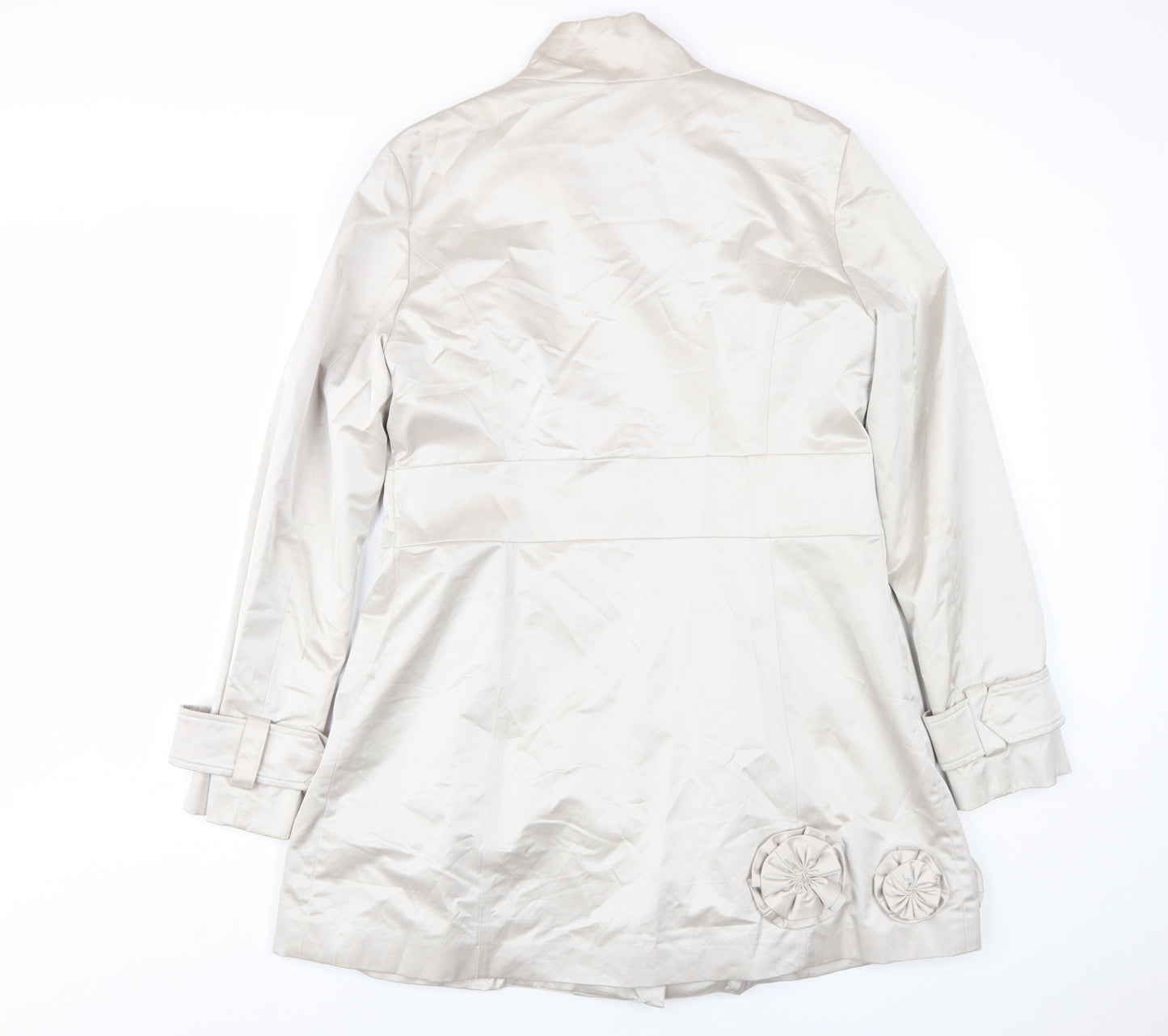 ABS Womens Silver Overcoat Coat Size L Button