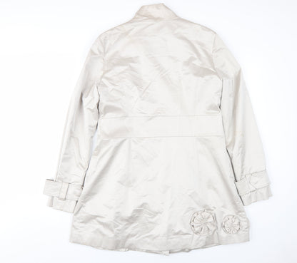 ABS Womens Silver Overcoat Coat Size L Button
