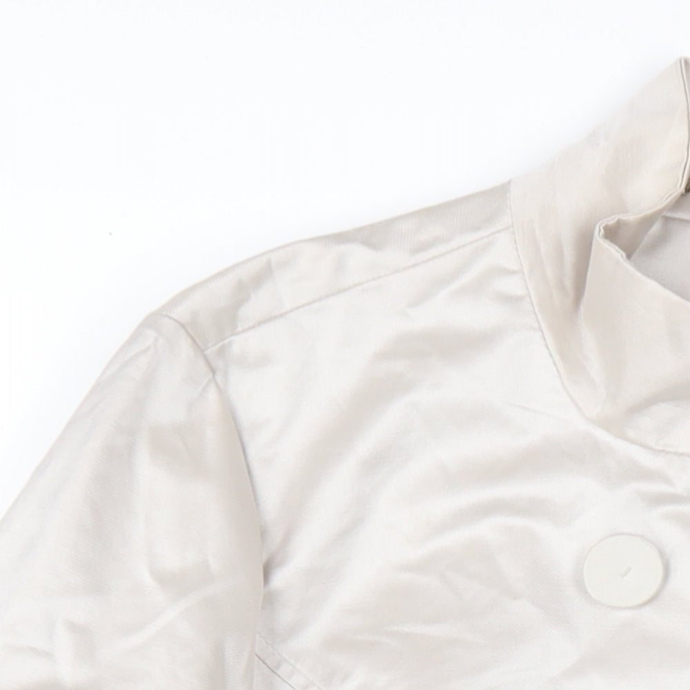 ABS Womens Silver Overcoat Coat Size L Button