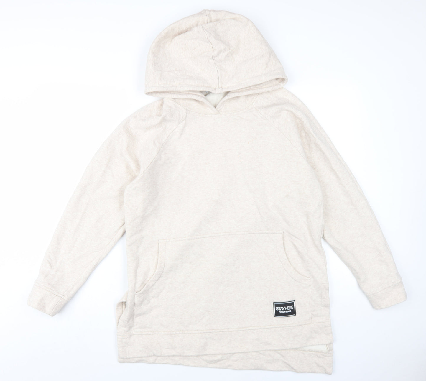 Stay Here Womens Beige Cotton Pullover Hoodie Size L Pullover