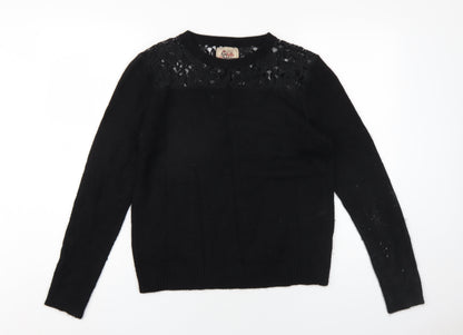 Arabella & Addison Womens Black Round Neck Nylon Pullover Jumper Size M