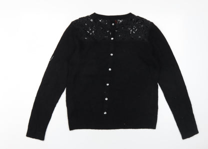Arabella & Addison Womens Black Round Neck Nylon Pullover Jumper Size M