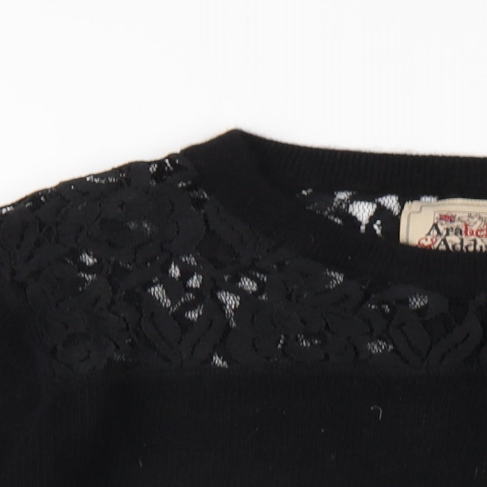 Arabella & Addison Womens Black Round Neck Nylon Pullover Jumper Size M