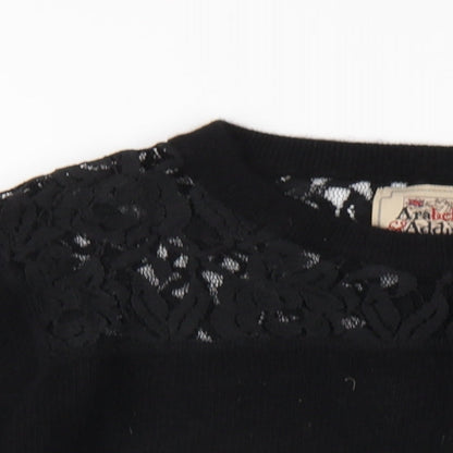Arabella & Addison Womens Black Round Neck Nylon Pullover Jumper Size M