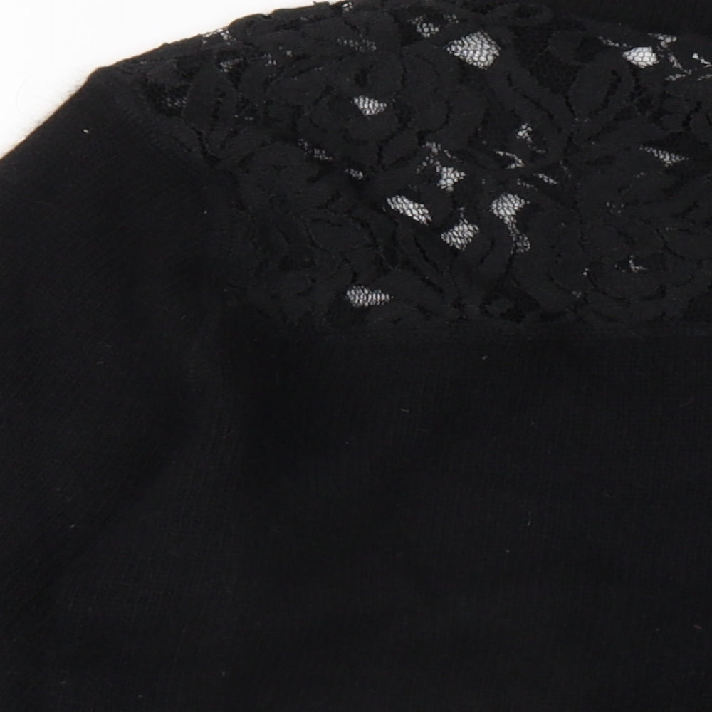 Arabella & Addison Womens Black Round Neck Nylon Pullover Jumper Size M