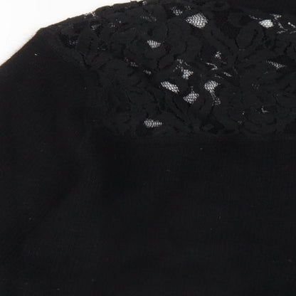 Arabella & Addison Womens Black Round Neck Nylon Pullover Jumper Size M