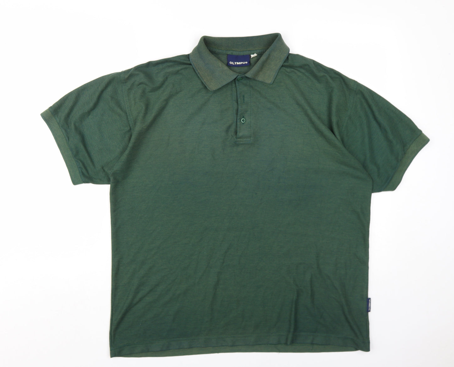 Olympus Mens Green Cotton Polo One Size Collared Button